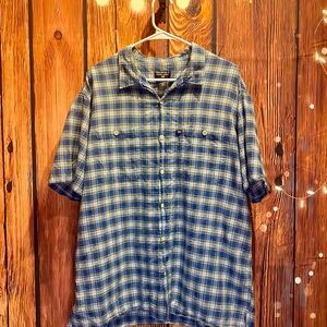 Ralph Lauren Polo Jeans Co. shirt, XL, 100% cotton, plaid in blue shades.